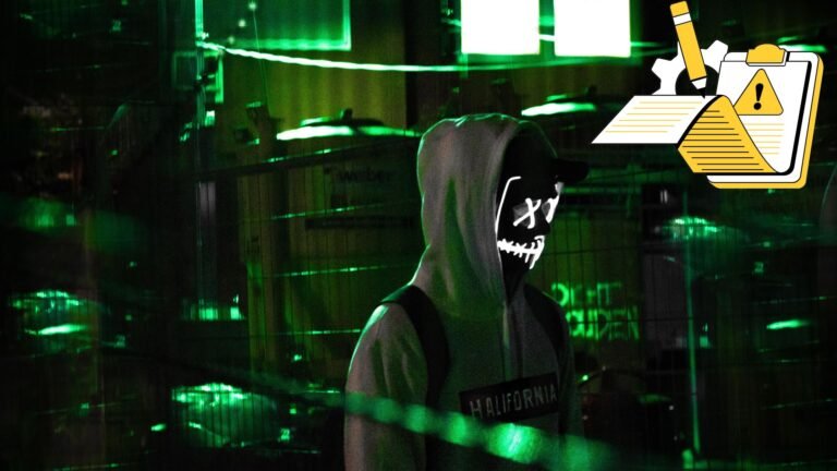 Person in a hooded mask with green glowing light, representing what happens during a cybersecurity incident and how organizations respond to a breach.
